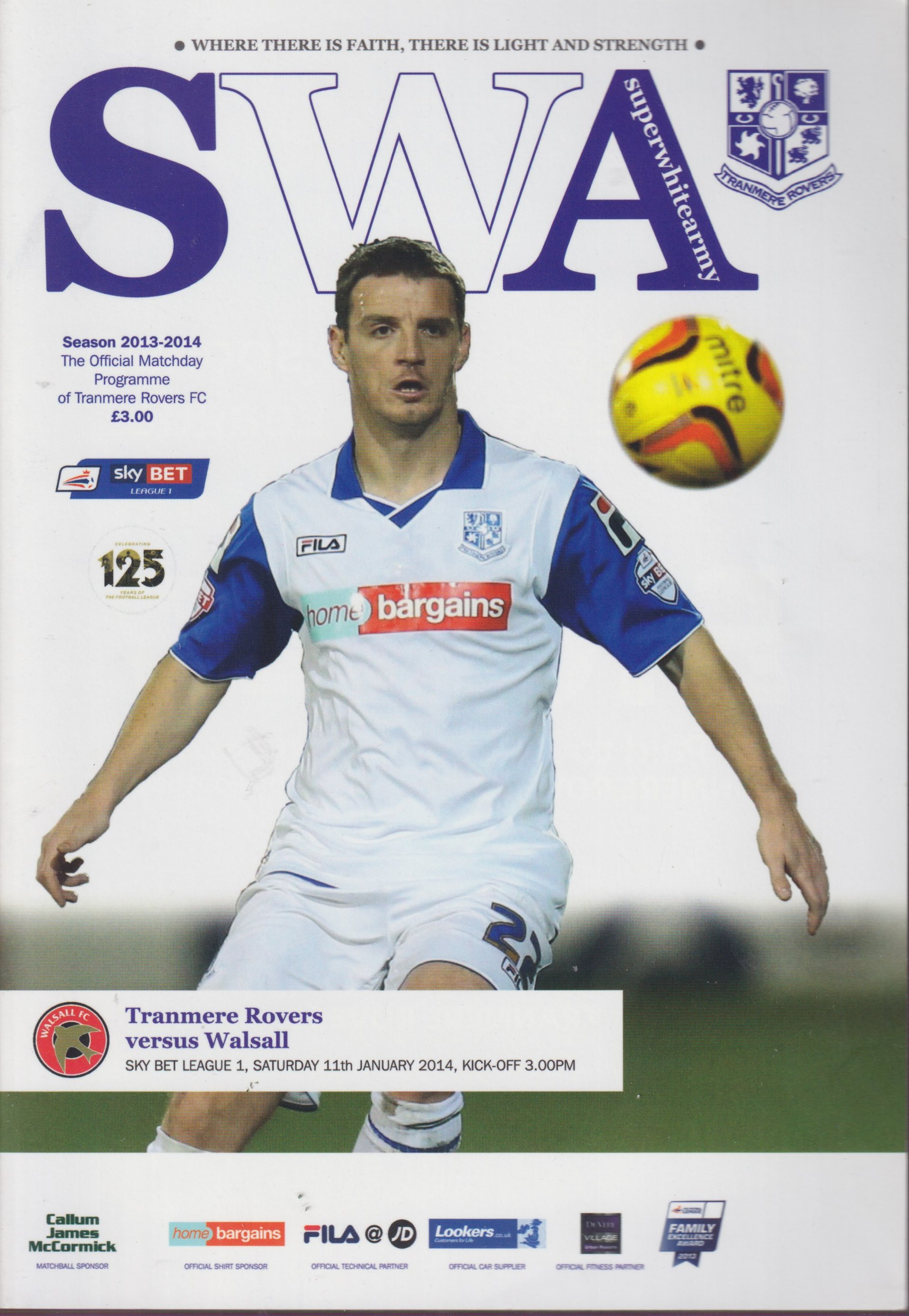 Tranmere Rovers v Walsall match programme